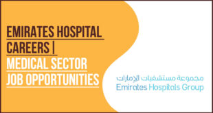 Emirates Hospital Careers banner for medical sector job opportunities in the UAE.