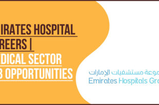 Emirates Hospital Careers banner for medical sector job opportunities in the UAE.