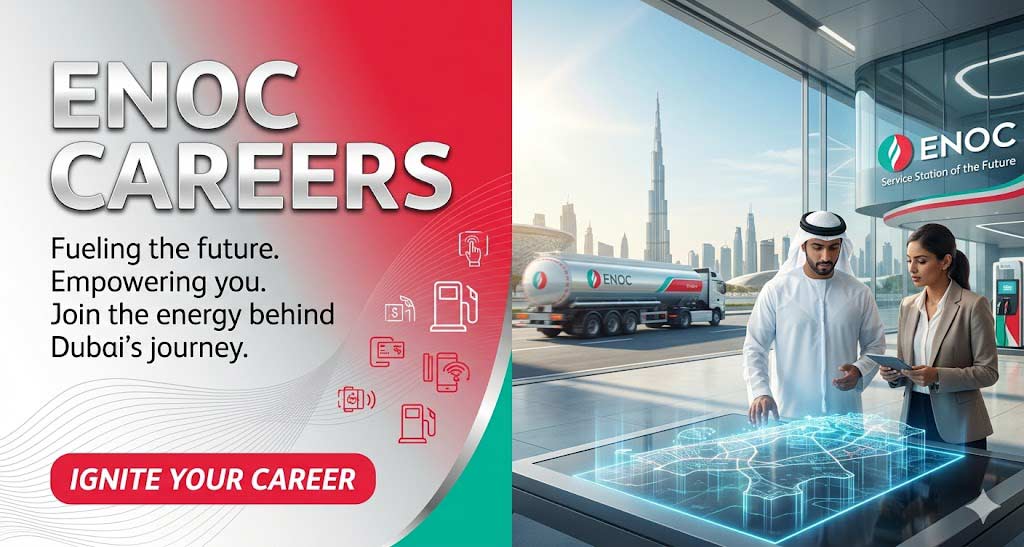 ENOC Careers recruitment banner for retail and fuel station vacancies in UAE.