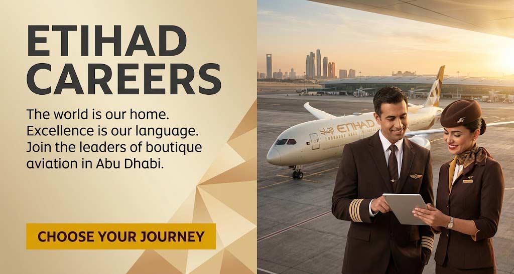 Etihad Airways Cabin Crew and A350 Pilots at Zayed International Airport Abu Dhabi